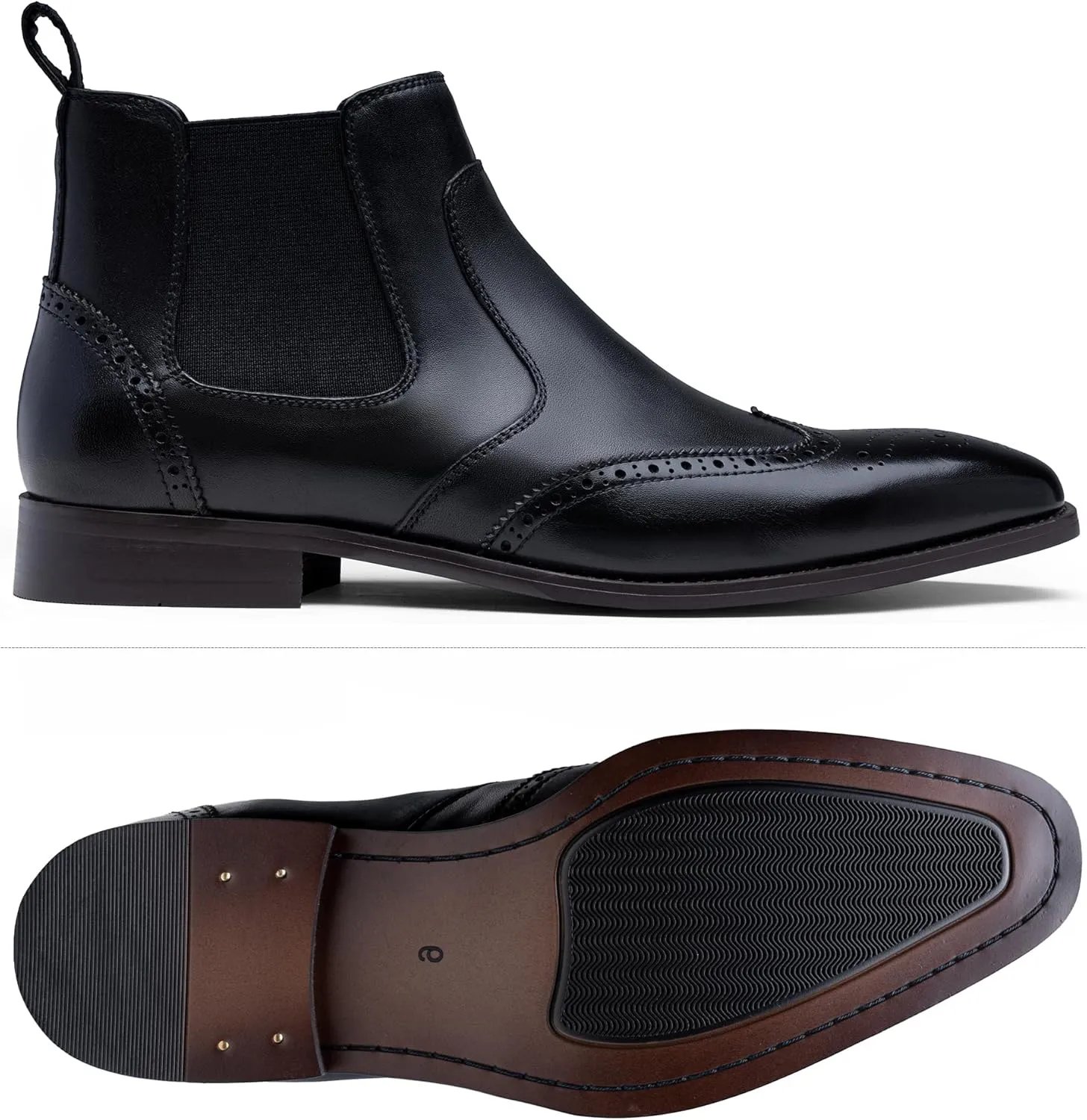 Jousen Men's Chelsea Boots Polished Premium Leather Ankle Dress Boots Classic Retro Slip On Boots for Men