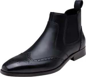 Jousen Men's Chelsea Boots Polished Premium Leather Ankle Dress Boots Classic Retro Slip On Boots for Men