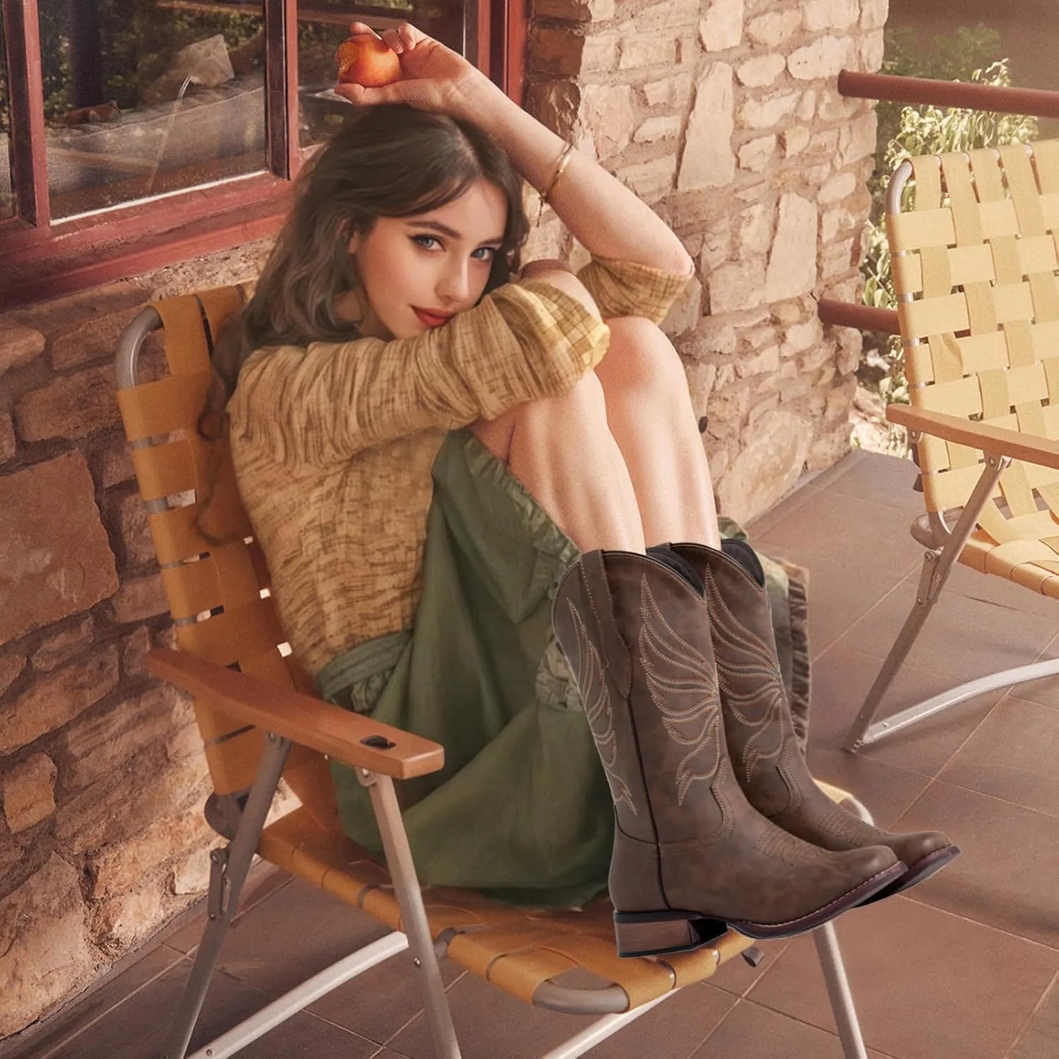 J's.o.l.e Cowboy Boots for Women Square Toe Cowgirl Boots Ladies Fashion Western Boots