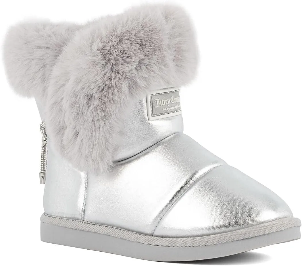 JUICY COUTURE Women's Slip On Winter Snow Boots Warm & Insulated Fur Lining Comfortable Fashion Booties