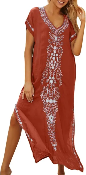 Kaftan Dresses for Women Plus Size Bathing Suit Cover up Caftan Maxi Beach Dresses