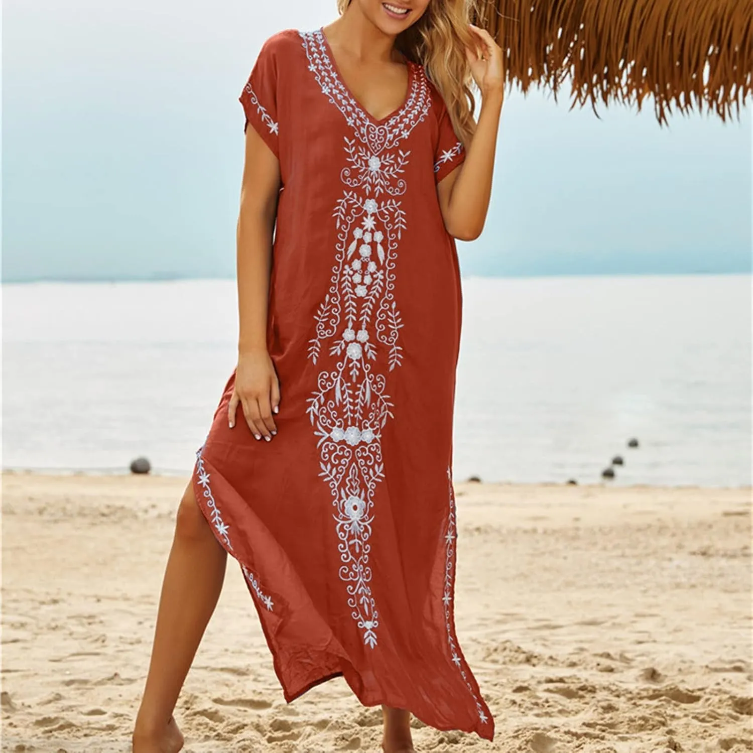 Kaftan Dresses for Women Plus Size Bathing Suit Cover up Caftan Maxi Beach Dresses