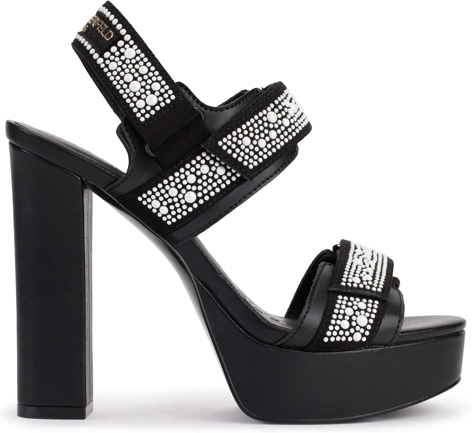 Karl Lagerfeld Paris Women's Alessia Pearl Slingback Platform Sandal Ankle Boot
