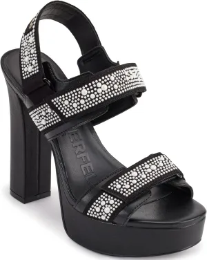 Karl Lagerfeld Paris Women's Alessia Pearl Slingback Platform Sandal Ankle Boot