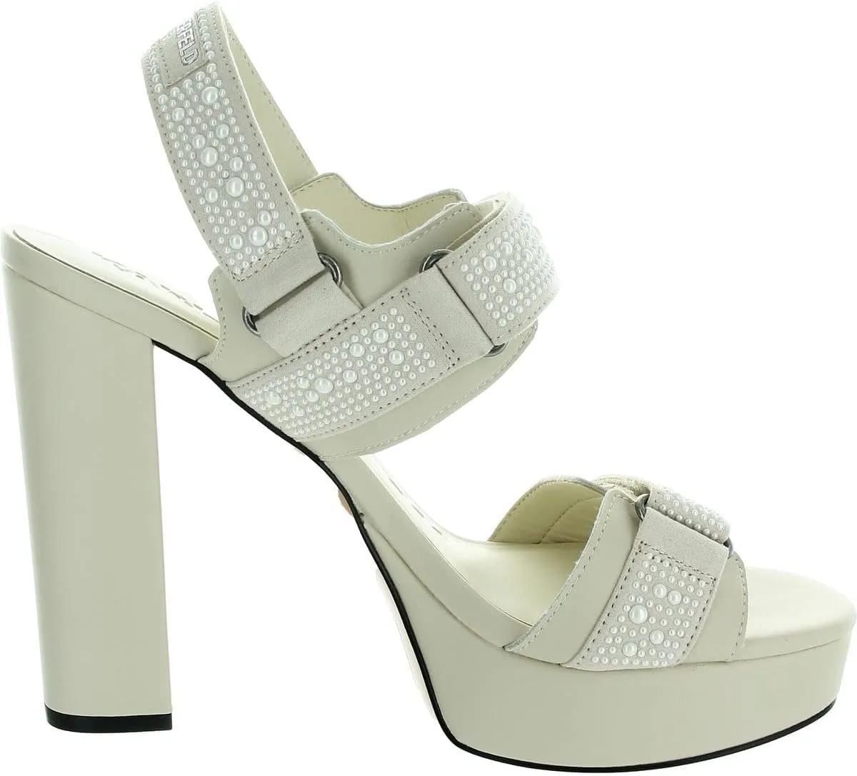 Karl Lagerfeld Paris Women's Alessia Pearl Slingback Platform Sandal Ankle Boot