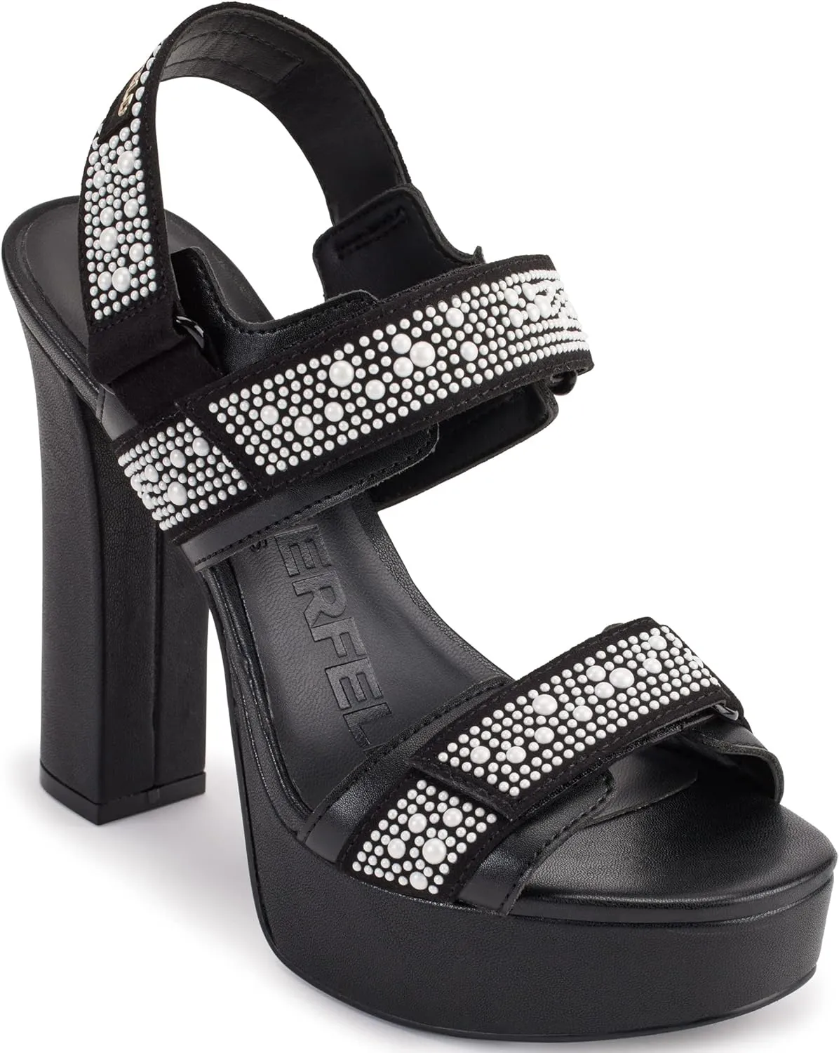 Karl Lagerfeld Paris Women's Alessia Pearl Slingback Platform Sandal Ankle Boot