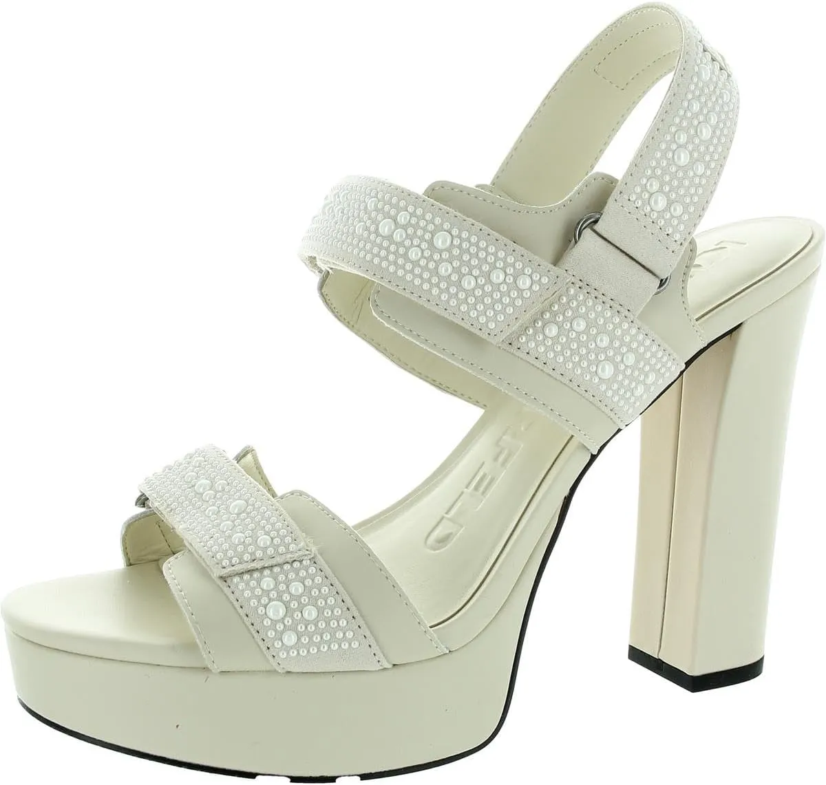 Karl Lagerfeld Paris Women's Alessia Pearl Slingback Platform Sandal Ankle Boot