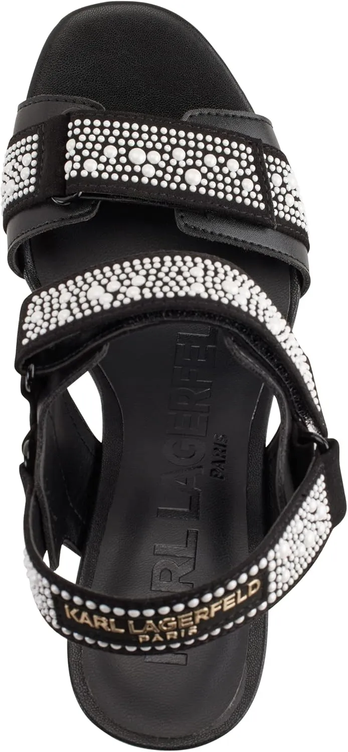 Karl Lagerfeld Paris Women's Alessia Pearl Slingback Platform Sandal Ankle Boot