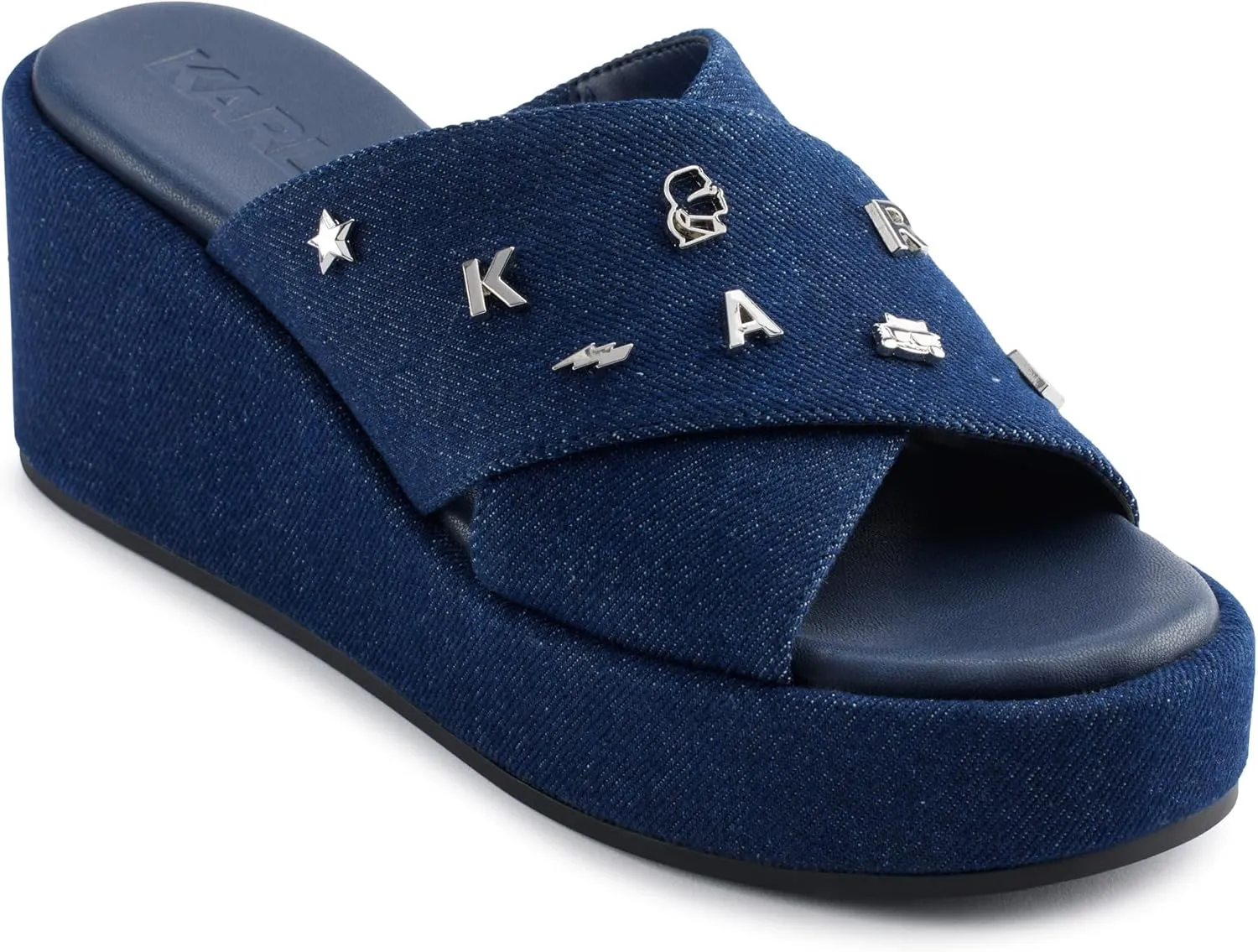 Karl Lagerfeld Paris Women's Cushioned Insole Everyday Caleigh-X Band Wedge Sandal Oxford Flat