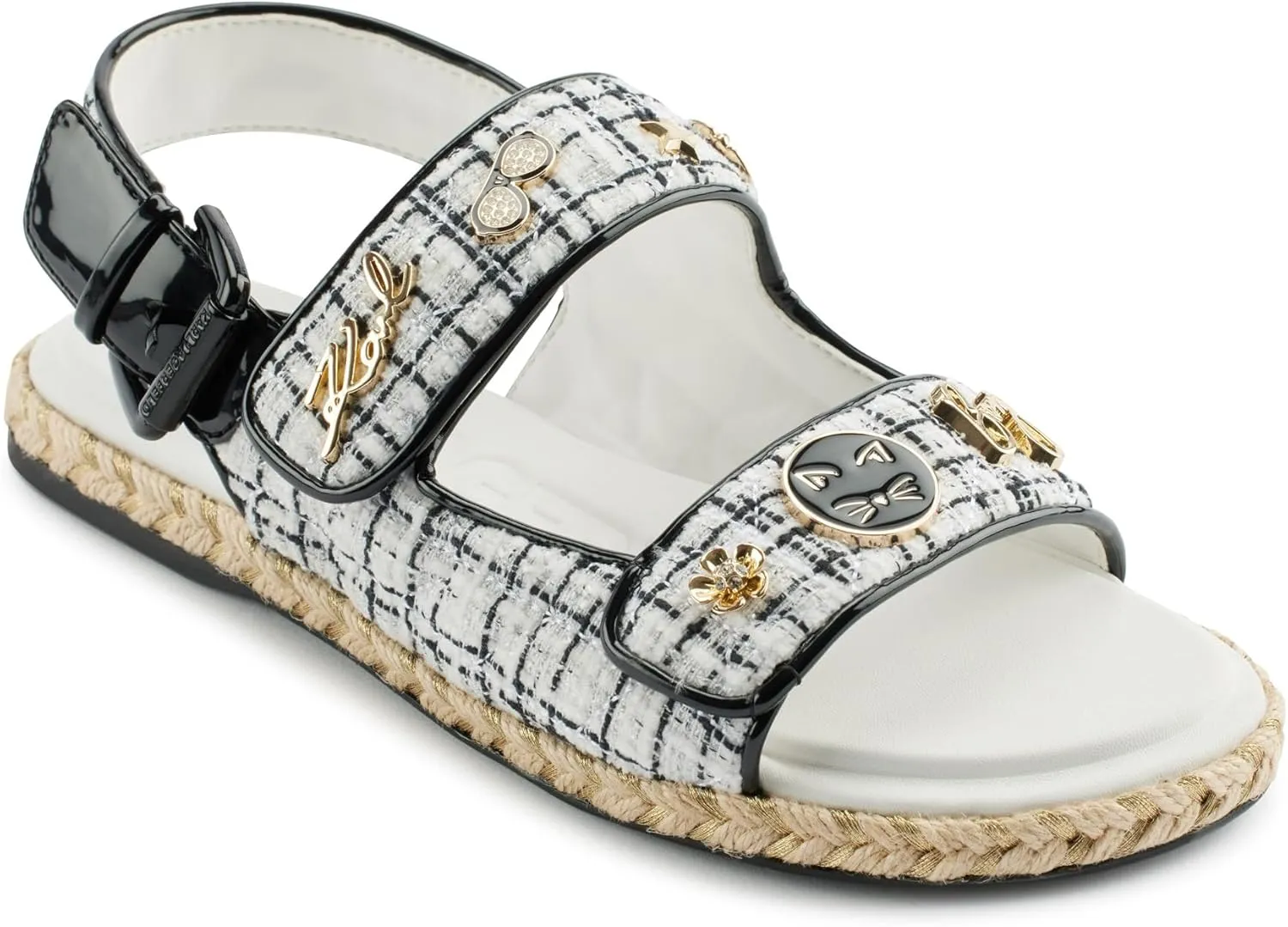 Karl Lagerfeld Paris Women's Cushioned Insole Everyday Charlay-Ankle Strappy Sandal Flat