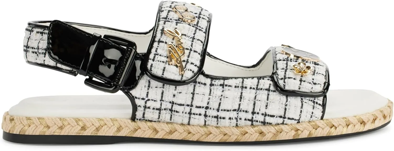Karl Lagerfeld Paris Women's Cushioned Insole Everyday Charlay-Ankle Strappy Sandal Flat