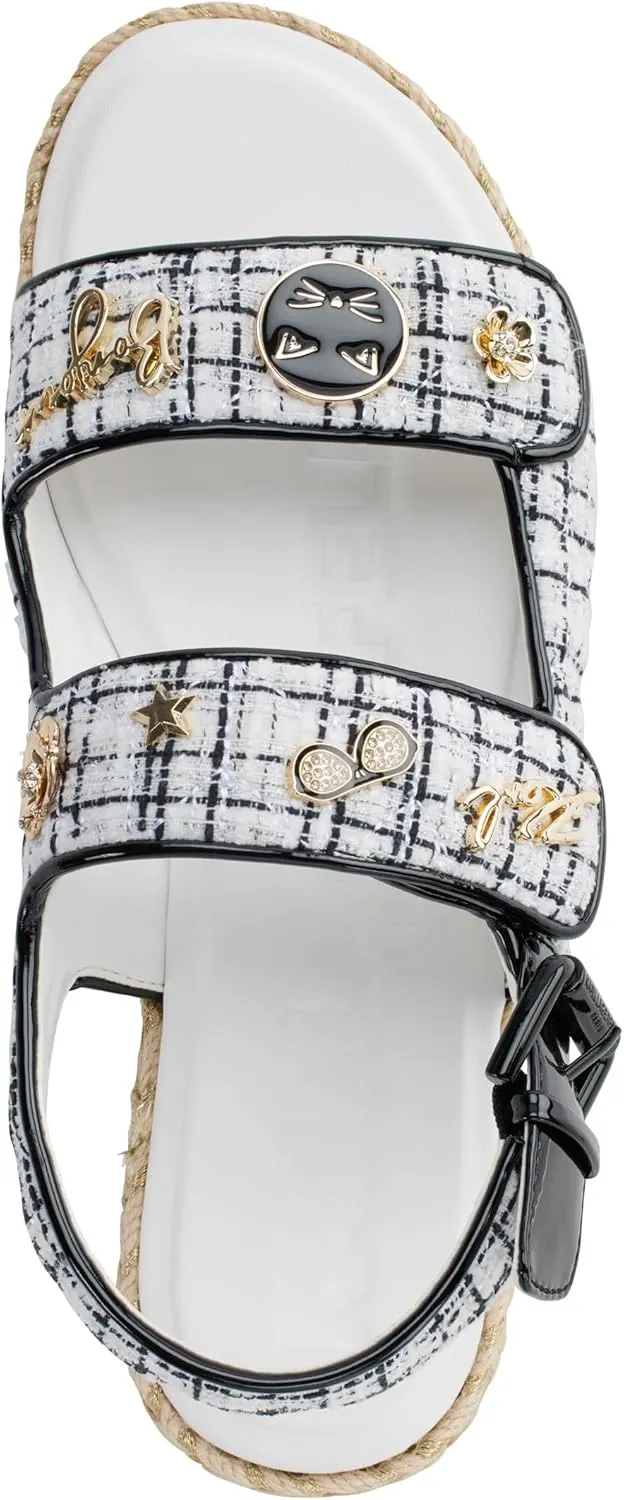 Karl Lagerfeld Paris Women's Cushioned Insole Everyday Charlay-Ankle Strappy Sandal Flat