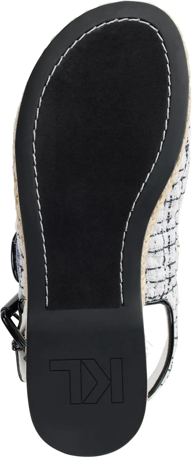Karl Lagerfeld Paris Women's Cushioned Insole Everyday Charlay-Ankle Strappy Sandal Flat
