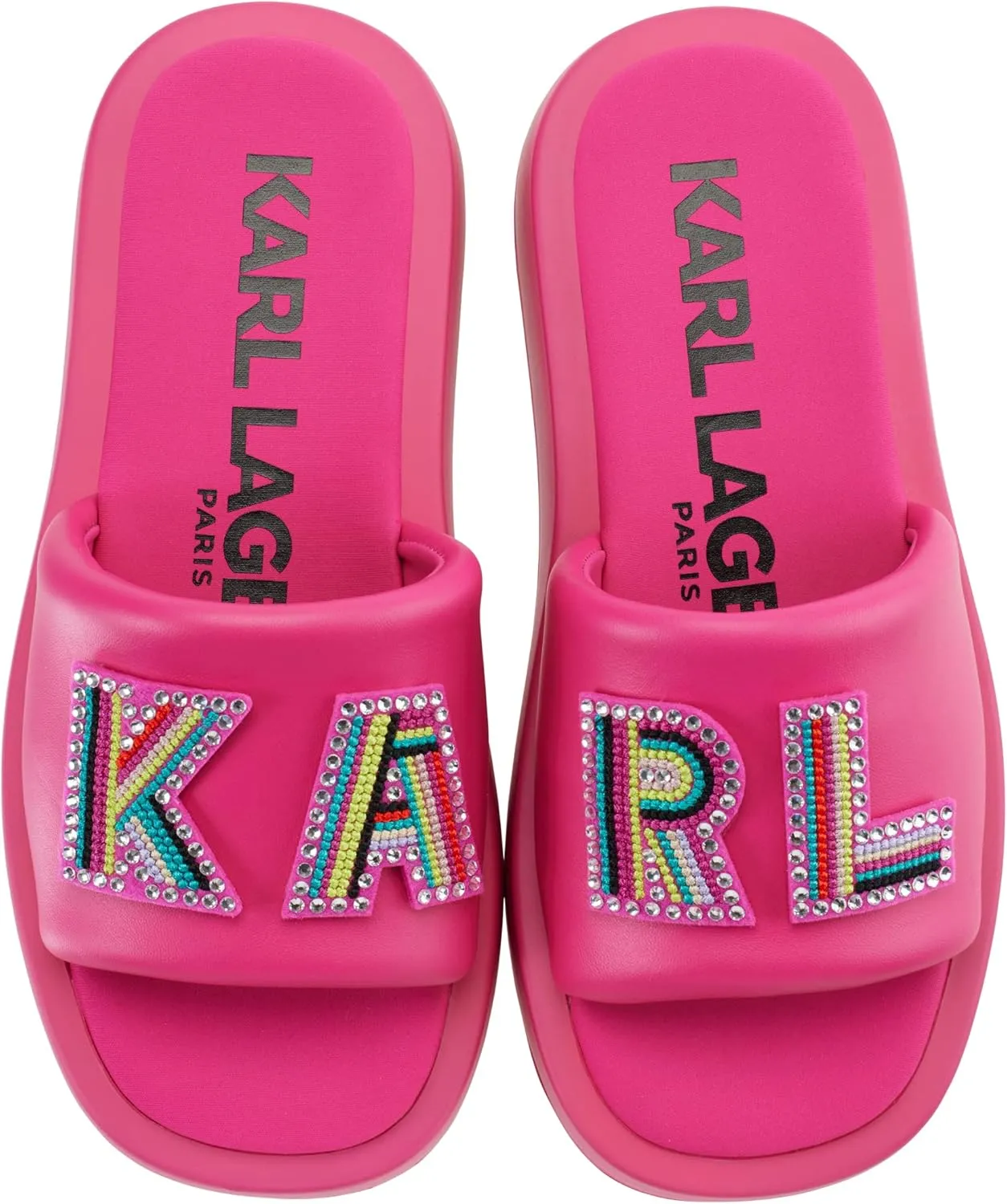Karl Lagerfeld Paris Women's Opal Embellished Platform Sandal Slide