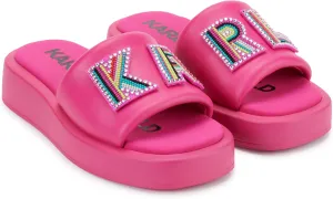 Karl Lagerfeld Paris Women's Opal Embellished Platform Sandal Slide