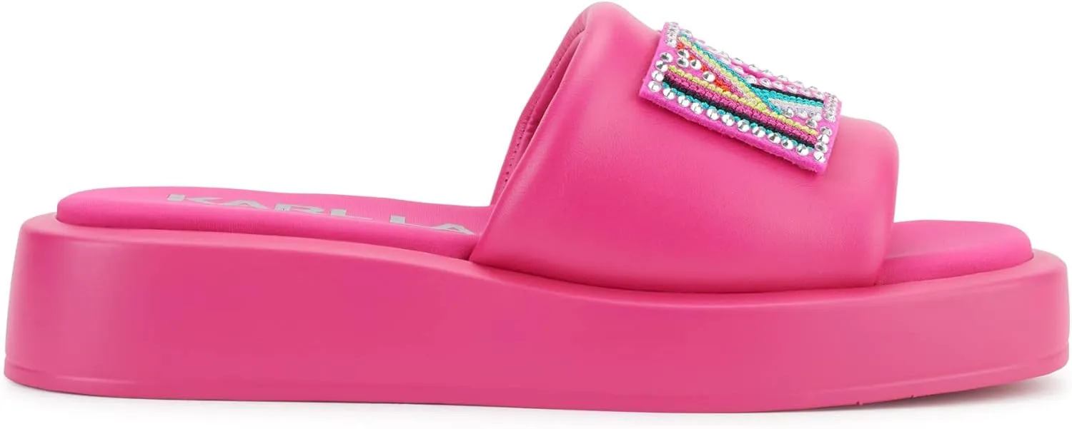 Karl Lagerfeld Paris Women's Opal Embellished Platform Sandal Slide