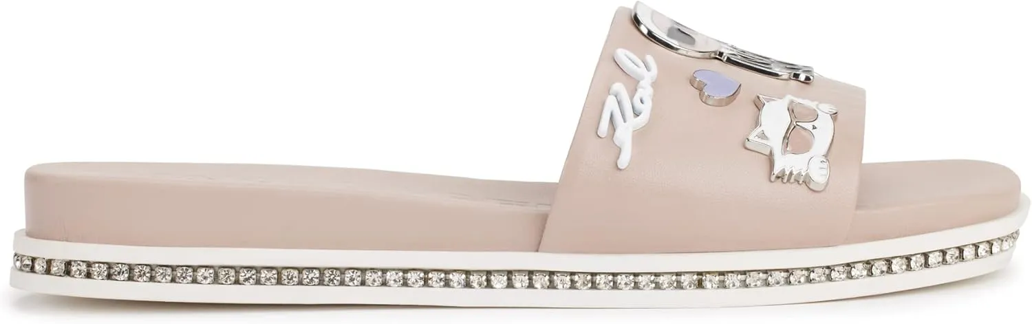KARL LAGERFELD womens Jeslyn Slides – Effortlessly Fashionable Slide-on Shoes With Bold Klp Pins