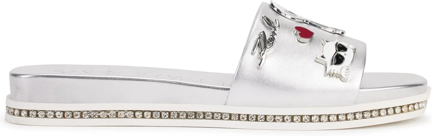KARL LAGERFELD womens Jeslyn Slides – Effortlessly Fashionable Slide-on Shoes With Bold Klp Pins