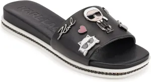 KARL LAGERFELD womens Jeslyn Slides – Effortlessly Fashionable Slide-on Shoes With Bold Klp Pins