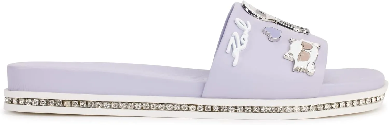 KARL LAGERFELD womens Jeslyn Slides – Effortlessly Fashionable Slide-on Shoes With Bold Klp Pins