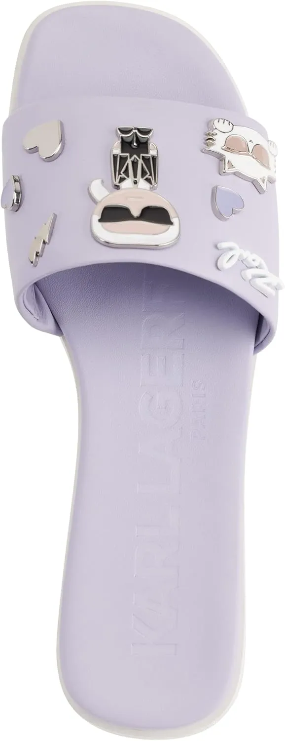 KARL LAGERFELD womens Jeslyn Slides – Effortlessly Fashionable Slide-on Shoes With Bold Klp Pins