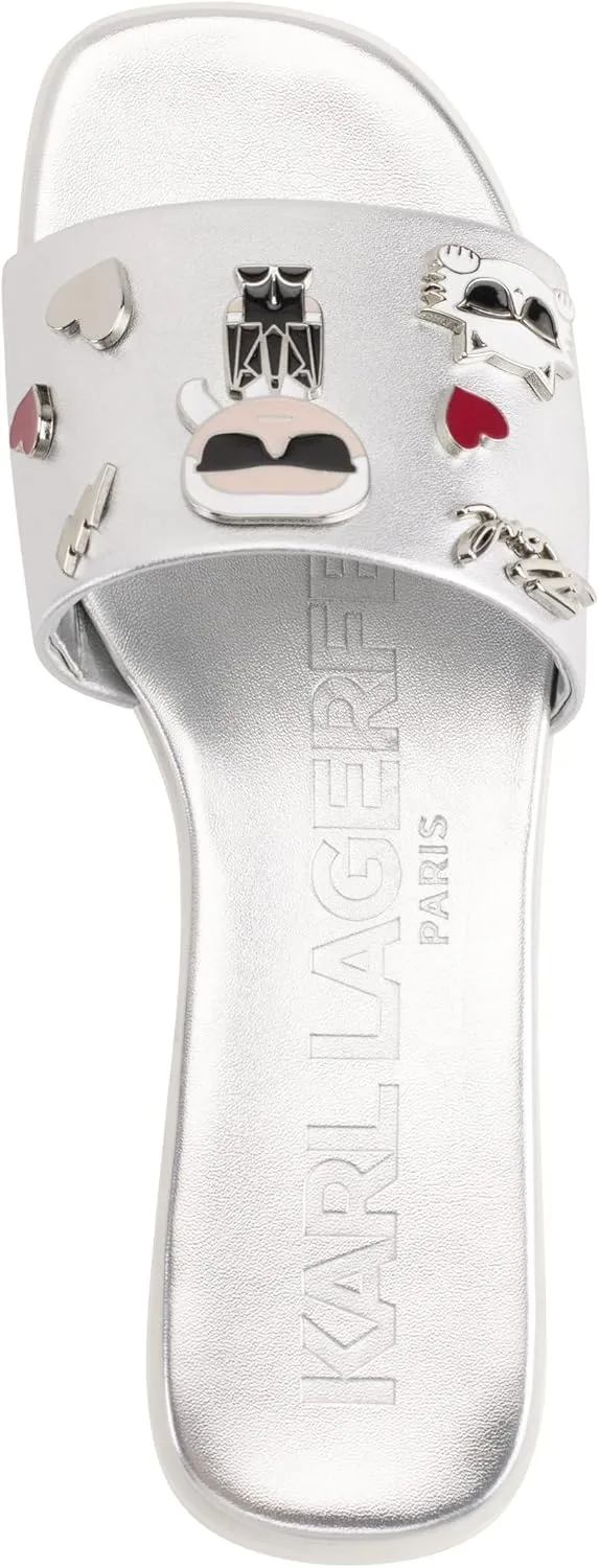 KARL LAGERFELD womens Jeslyn Slides – Effortlessly Fashionable Slide-on Shoes With Bold Klp Pins