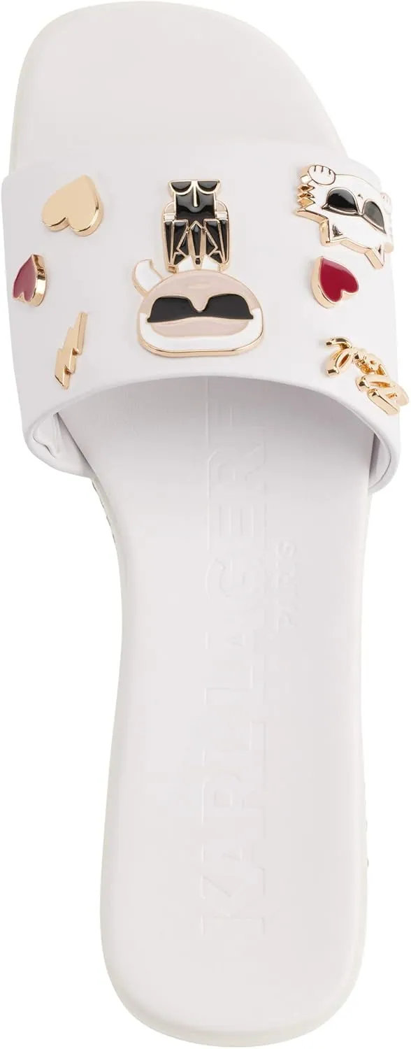 KARL LAGERFELD womens Jeslyn Slides – Effortlessly Fashionable Slide-on Shoes With Bold Klp Pins