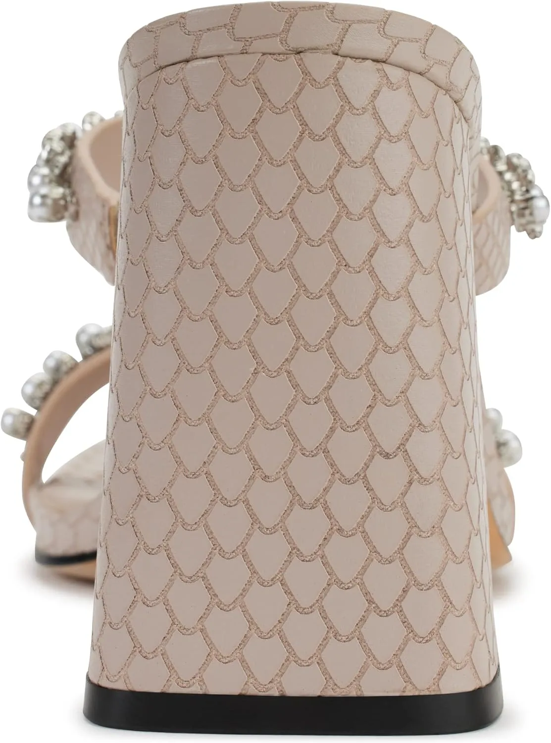 KARL LAGERFELD womens Rayan Embellished Block Heel Sandal