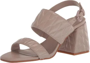 KARL LAGERFELD womens Sarina Quilted Open Toe Leather Heeled Sandal