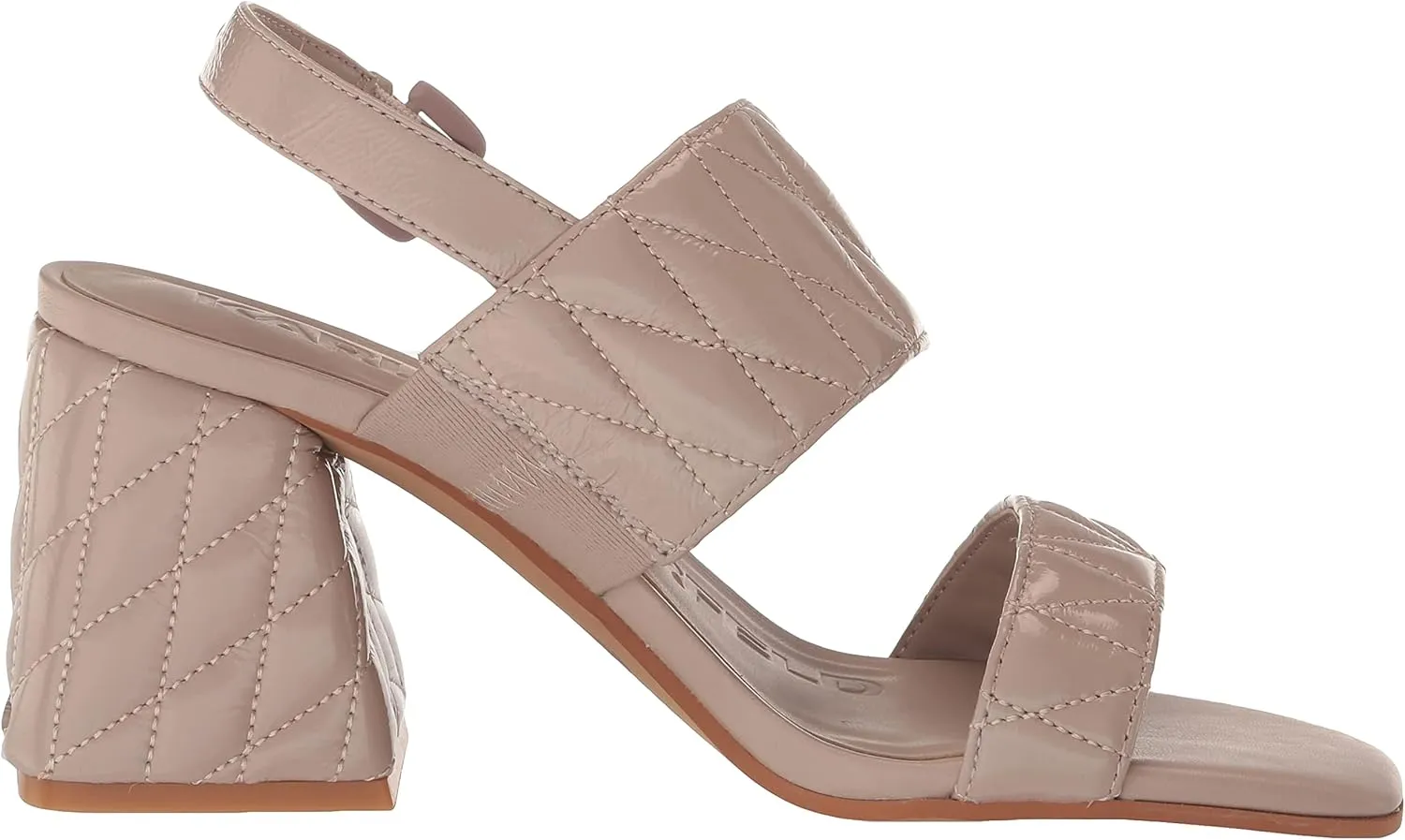 KARL LAGERFELD womens Sarina Quilted Open Toe Leather Heeled Sandal