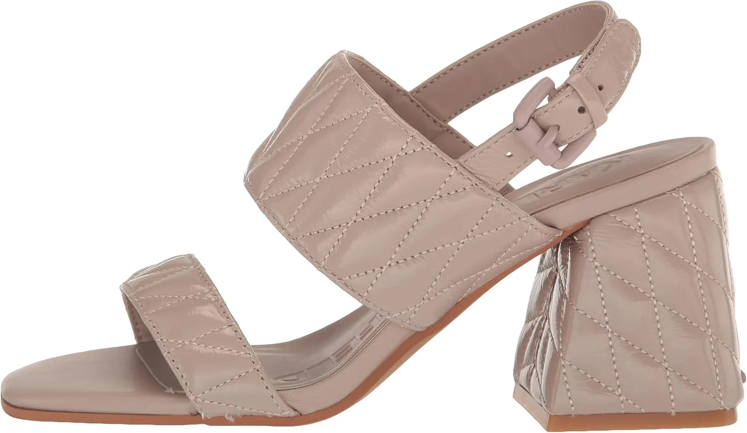 KARL LAGERFELD womens Sarina Quilted Open Toe Leather Heeled Sandal
