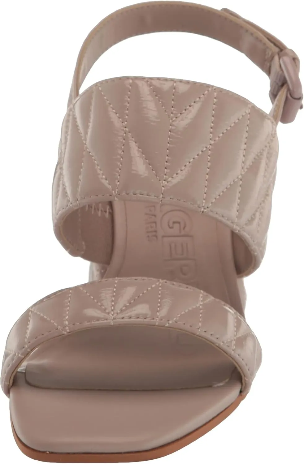 KARL LAGERFELD womens Sarina Quilted Open Toe Leather Heeled Sandal