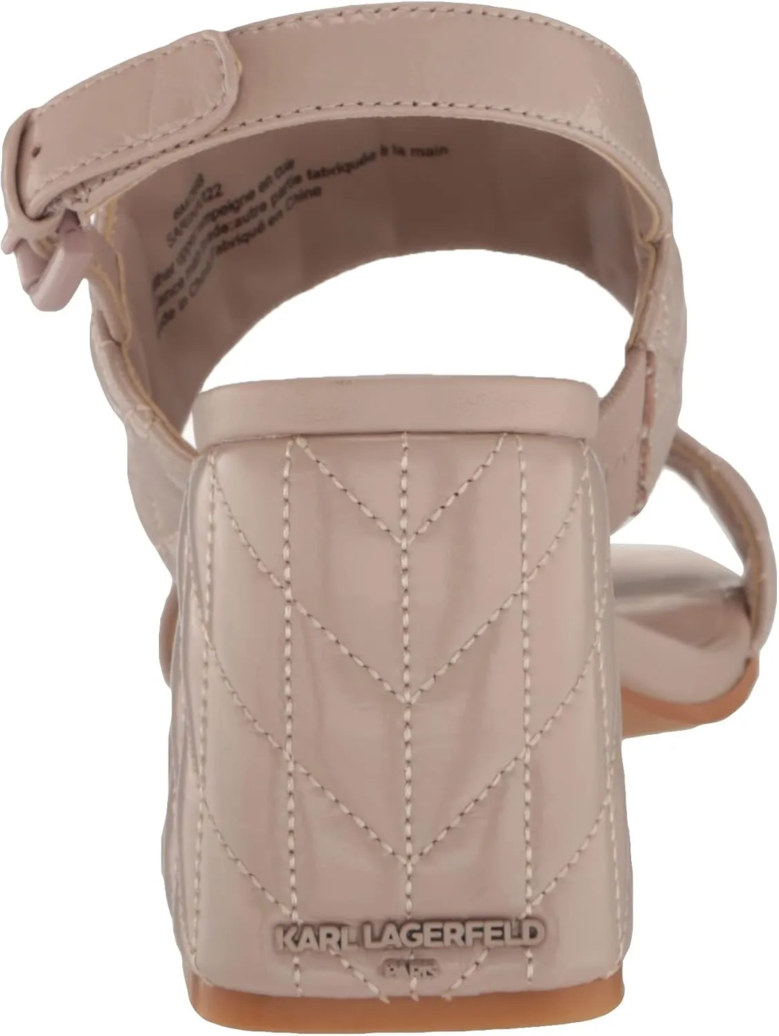 KARL LAGERFELD womens Sarina Quilted Open Toe Leather Heeled Sandal