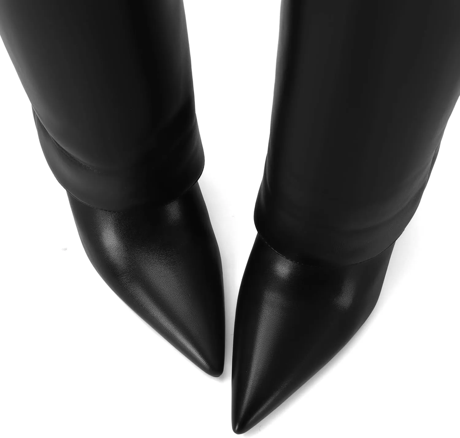 Knee High Boots for Women Fold Over Stiletto High Heel Tall Boots Pointed Toe Slip On Long Booties Fashion Comfortable Dress Shoes