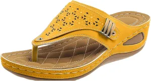 Kubbon Wedge Sandals for Women Comfortable Open Toe Platform Flips Slip On Walking Beach Slides Casual Summer Orthotic Flip Flops with Arch Support
