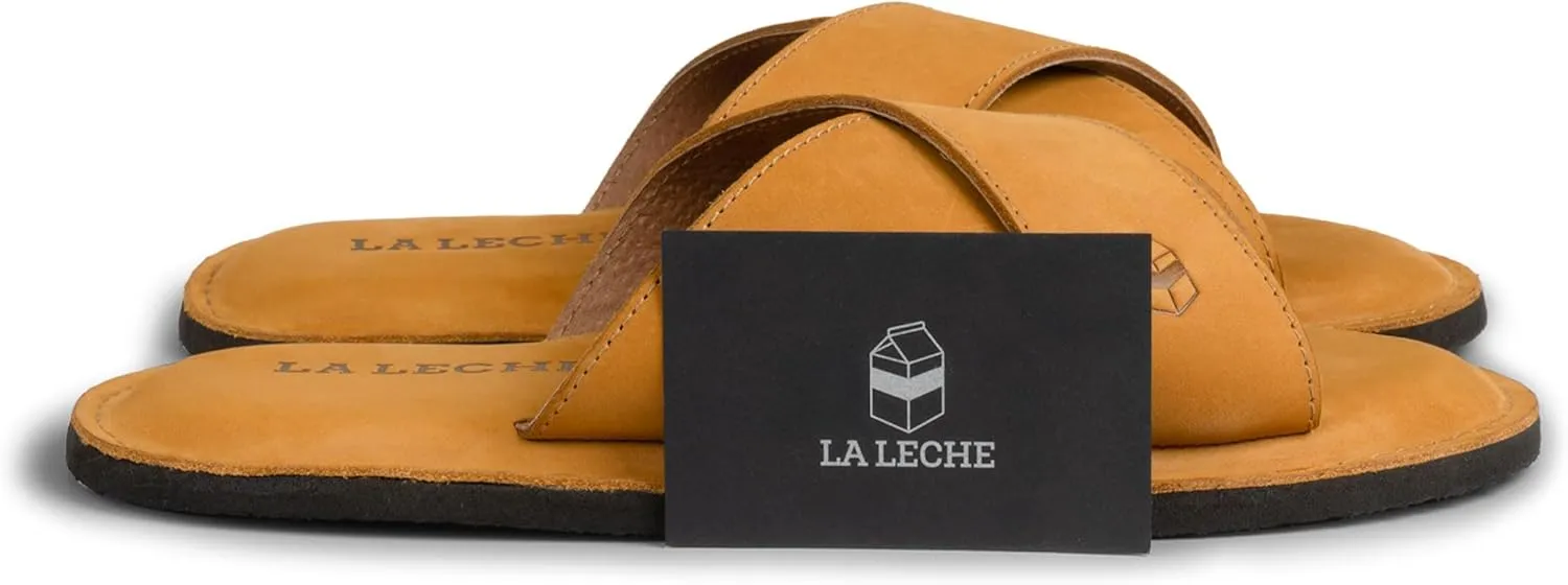 La Leche, The Wanderer Sandals, Slide Sandals with Soft Cushion, Indoor and Outdoor Shoes, Full Grain Leather & Memory Foam, Handmade