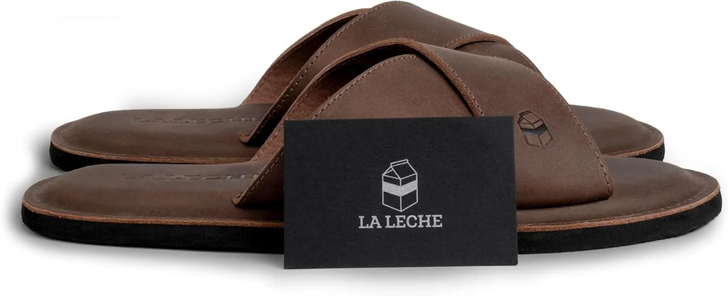 La Leche, The Wanderer Sandals, Slide Sandals with Soft Cushion, Indoor and Outdoor Shoes, Full Grain Leather & Memory Foam, Handmade