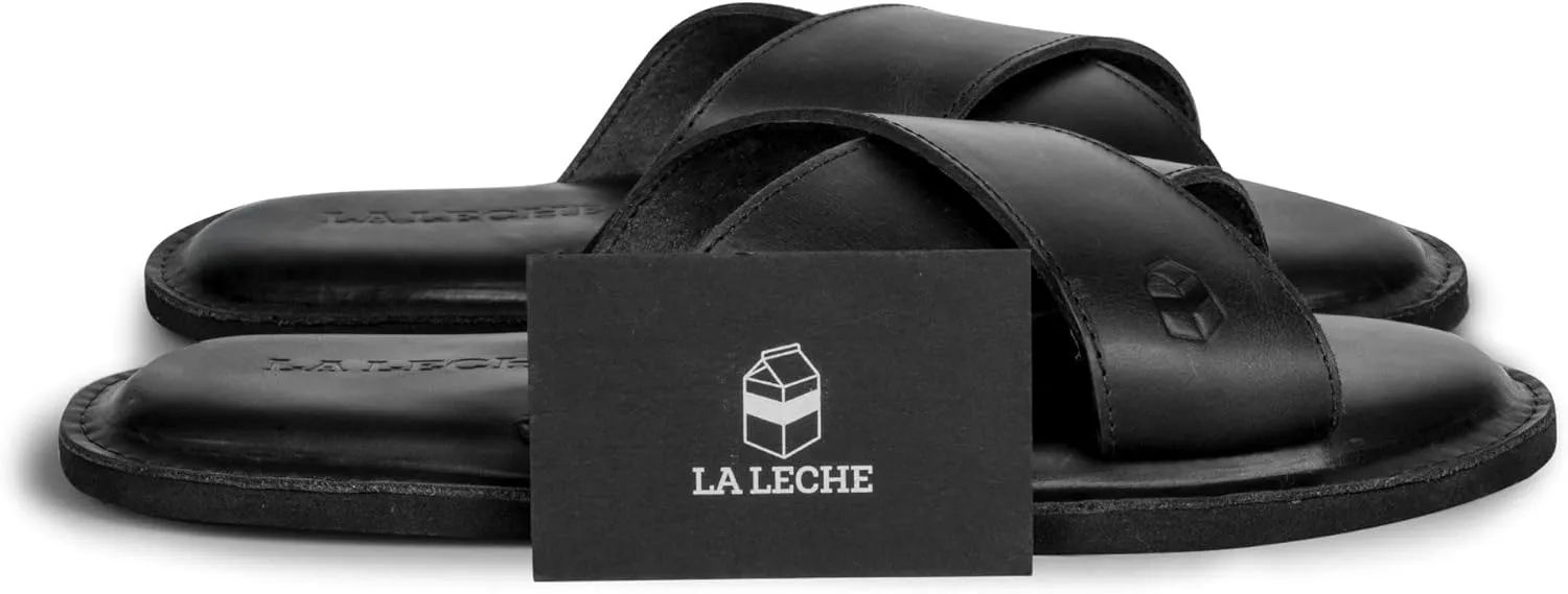 La Leche, The Wanderer Sandals, Slide Sandals with Soft Cushion, Indoor and Outdoor Shoes, Full Grain Leather & Memory Foam, Handmade