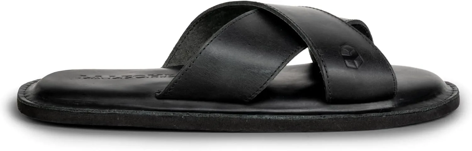La Leche, The Wanderer Sandals, Slide Sandals with Soft Cushion, Indoor and Outdoor Shoes, Full Grain Leather & Memory Foam, Handmade