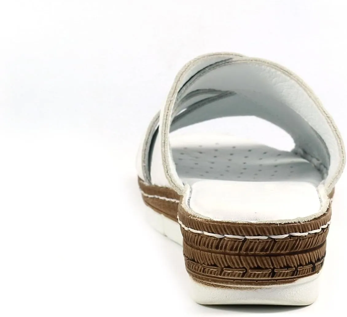 Ladies Gwen White Leather Sandal