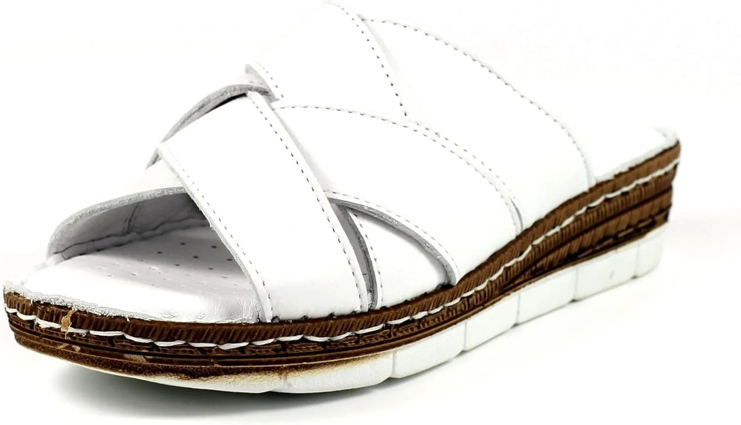 Ladies Gwen White Leather Sandal