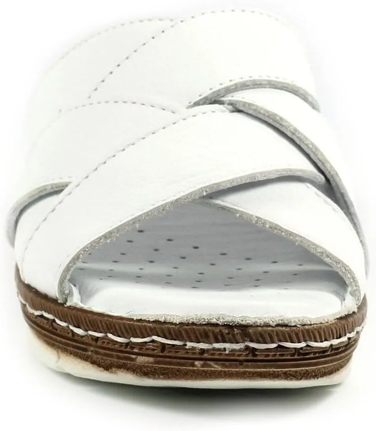 Ladies Gwen White Leather Sandal