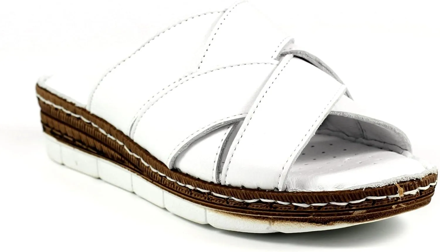 Ladies Gwen White Leather Sandal