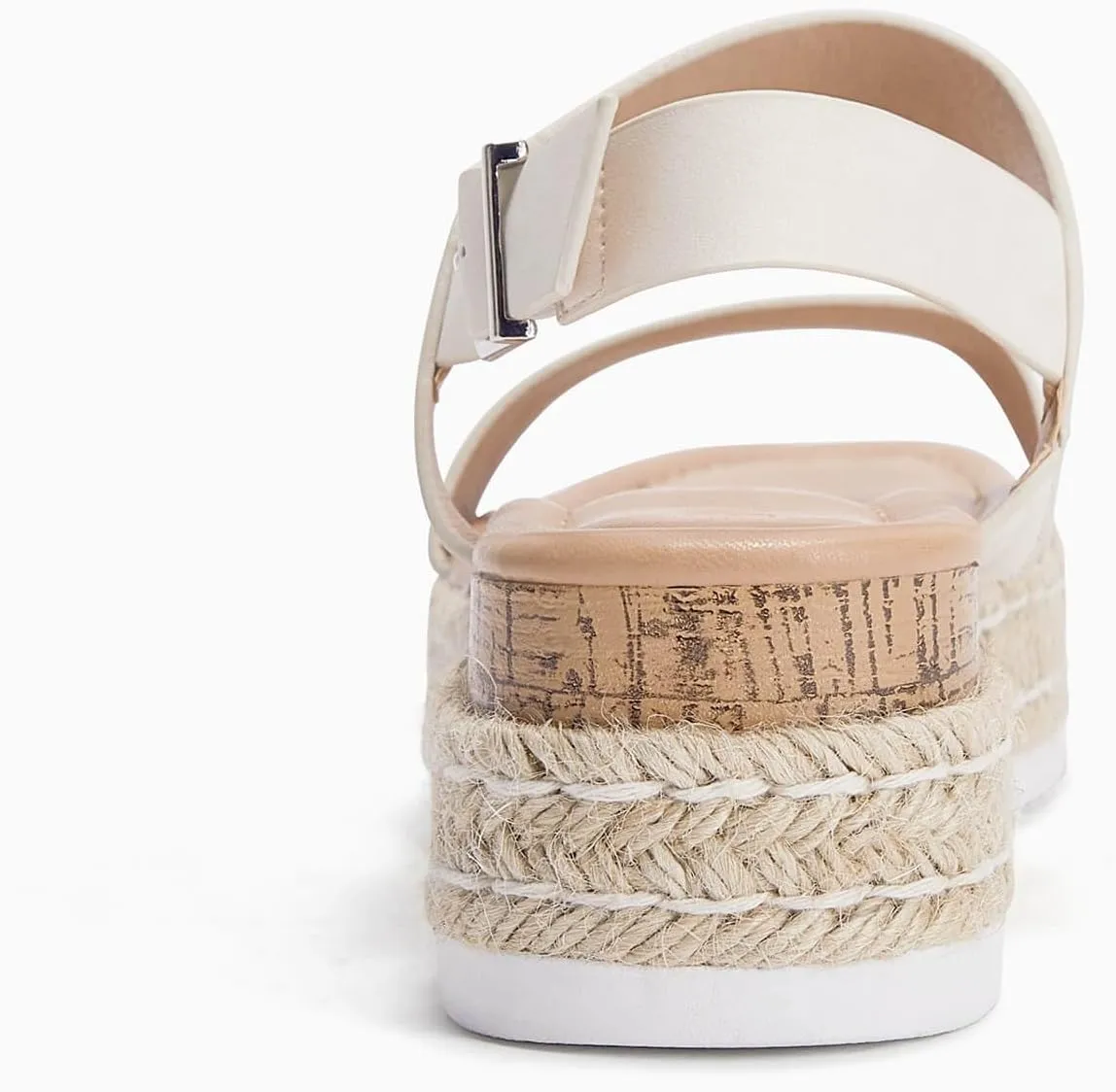 LAICIGO Women’s Open Toe Wedge Platform Espadrilles Ankle Strap Buckle Faux Leather Cork Rubber Summer Sandals