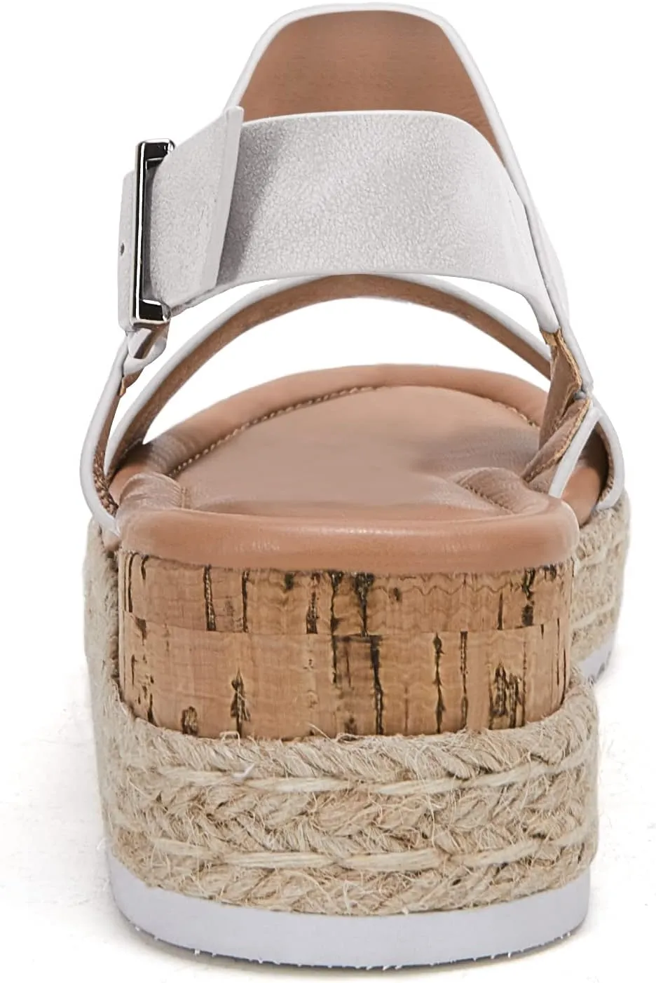 LAICIGO Women’s Open Toe Wedge Platform Espadrilles Ankle Strap Buckle Faux Leather Cork Rubber Summer Sandals