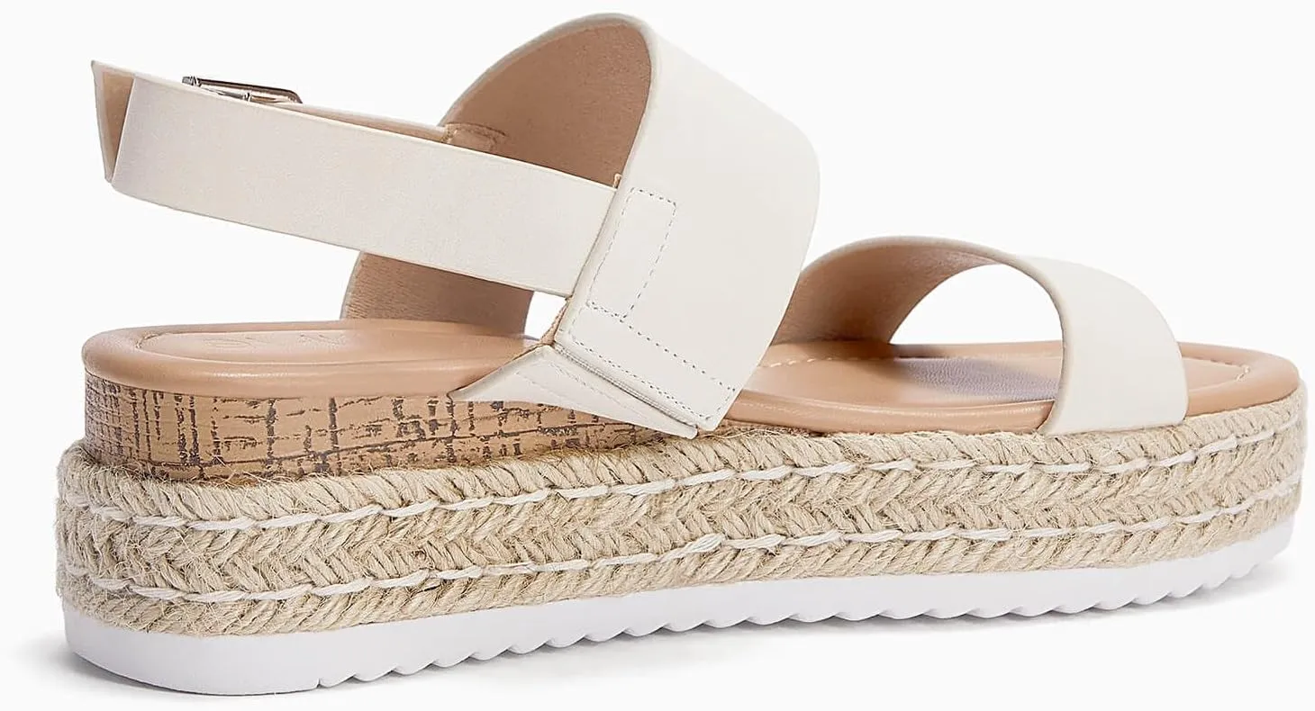 LAICIGO Women’s Open Toe Wedge Platform Espadrilles Ankle Strap Buckle Faux Leather Cork Rubber Summer Sandals
