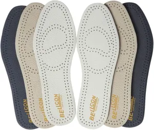 Leather Inserts for Women Thick Leather Shoe Inserts for Boots Men Nonslip Shoe Pads with Carbon Foam for Odor Eaters Shoe Liners for Sandals (3 Pairs/Mens 6-6.5 / Womens 8-8.5 M)