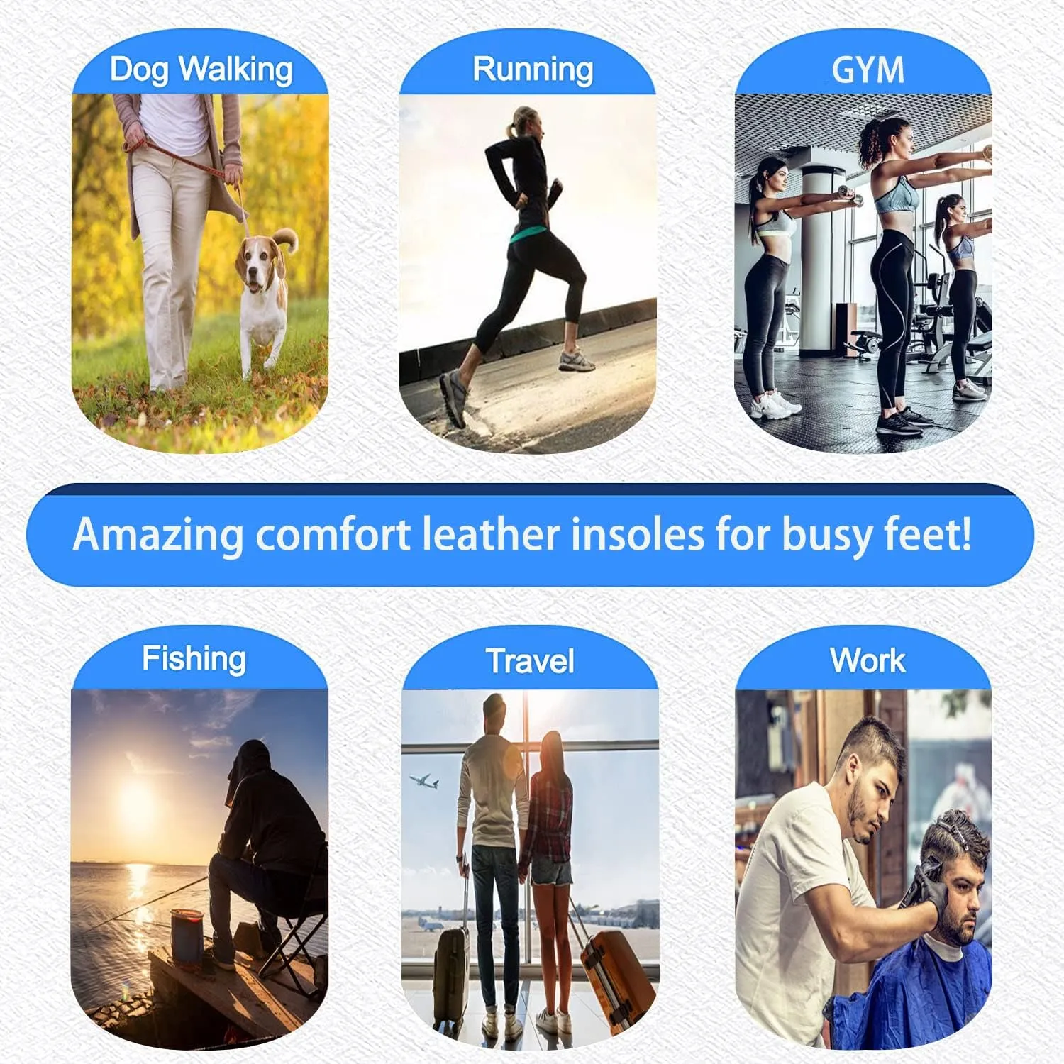 Leather Inserts for Women Thick Leather Shoe Inserts for Boots Men Nonslip Shoe Pads with Carbon Foam for Odor Eaters Shoe Liners for Sandals (3 Pairs/Mens 6-6.5 / Womens 8-8.5 M)