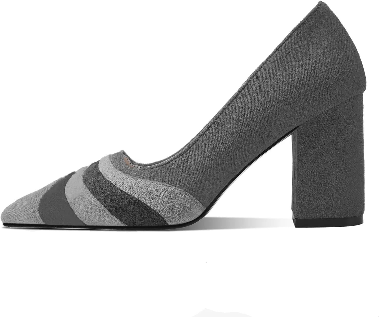 LEHOOR Women Rainbow Chunky Heel Pumps Pointed Toe Suede Multicolor High Heels 3 Inch Slip On Closed Toe Block Dress Pumps for Ladies Party Office Classic Comfy Retro Fashion 4-13 M US