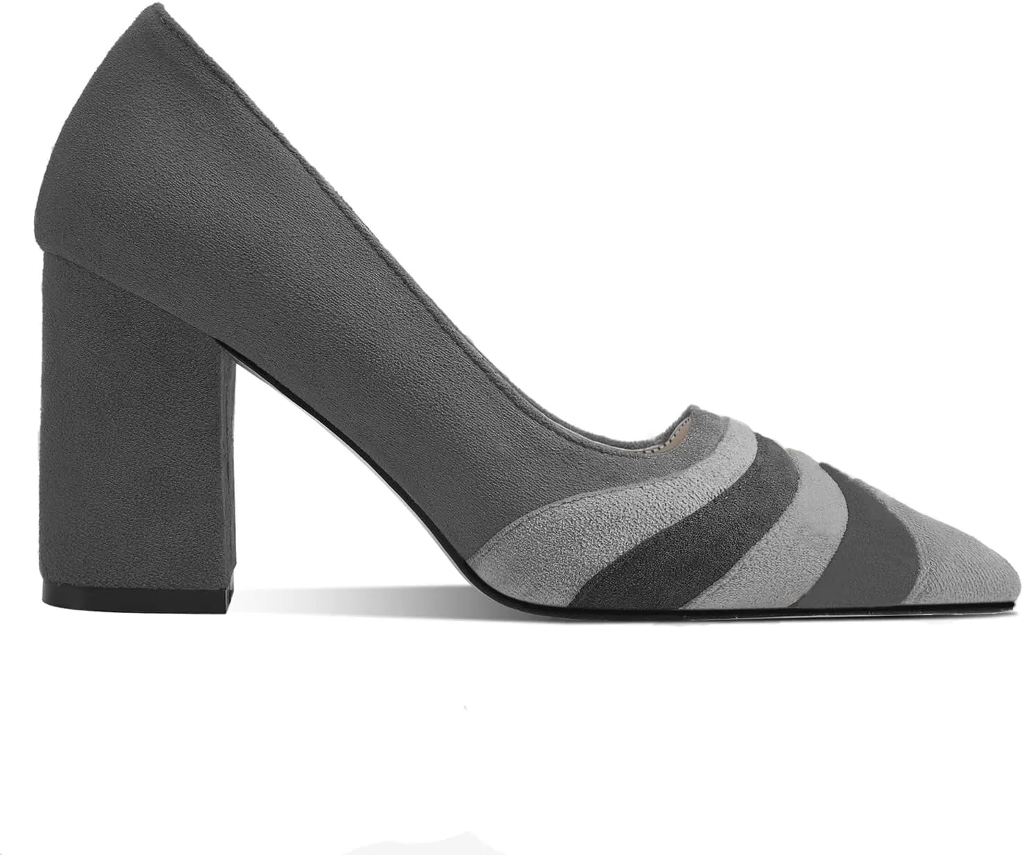 LEHOOR Women Rainbow Chunky Heel Pumps Pointed Toe Suede Multicolor High Heels 3 Inch Slip On Closed Toe Block Dress Pumps for Ladies Party Office Classic Comfy Retro Fashion 4-13 M US